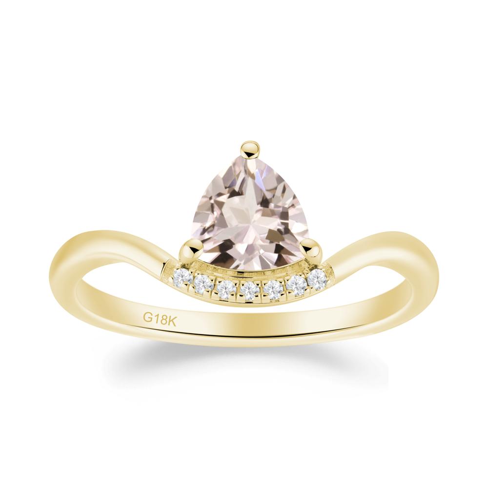 Unique Trilliant Cut Morganite Ring - LUO Jewelry #metal_18k yellow gold