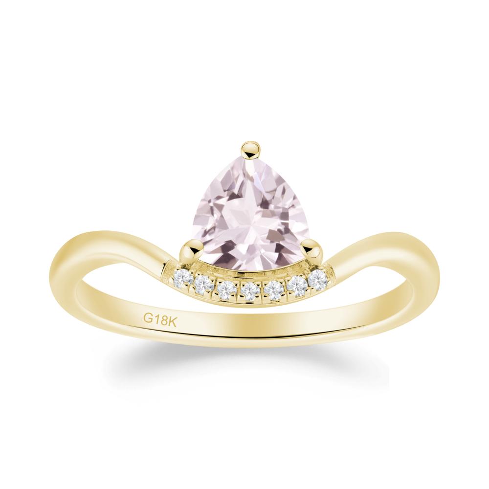 Unique Trilliant Cut Morganite Ring - LUO Jewelry #metal_18k yellow gold