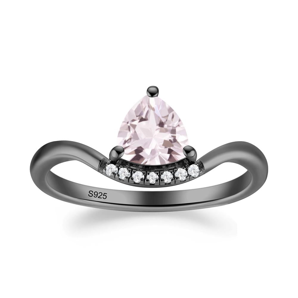 Unique Trilliant Cut Morganite Ring - LUO Jewelry #metal_black finish sterling silver