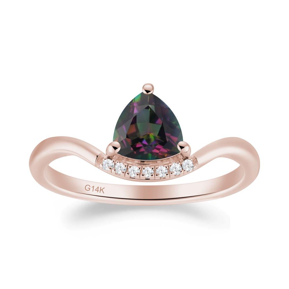 Unique Trilliant Cut Mystic Topaz Ring - LUO Jewelry #metal_14k rose gold