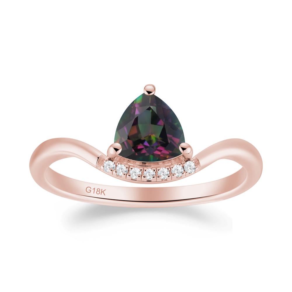 Unique Trilliant Cut Mystic Topaz Ring - LUO Jewelry #metal_18k rose gold