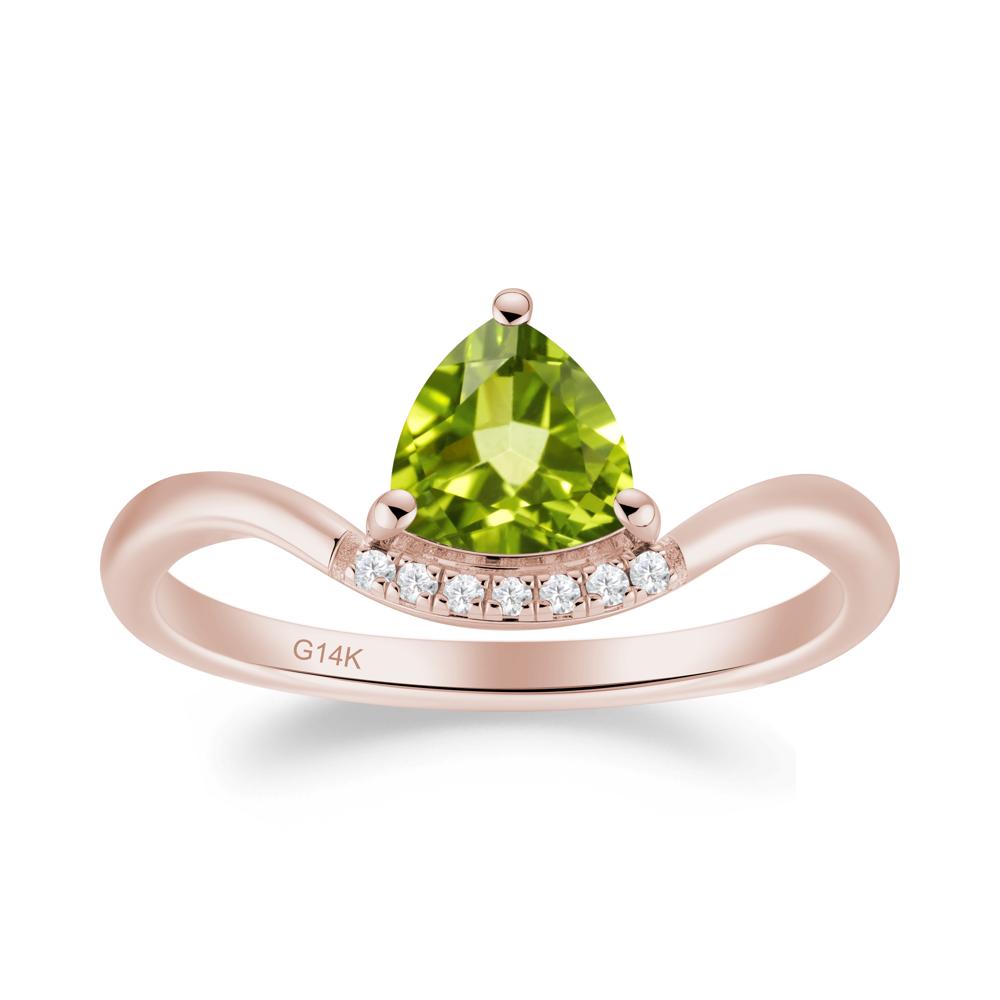 Unique Trilliant Cut Peridot Ring - LUO Jewelry #metal_14k rose gold