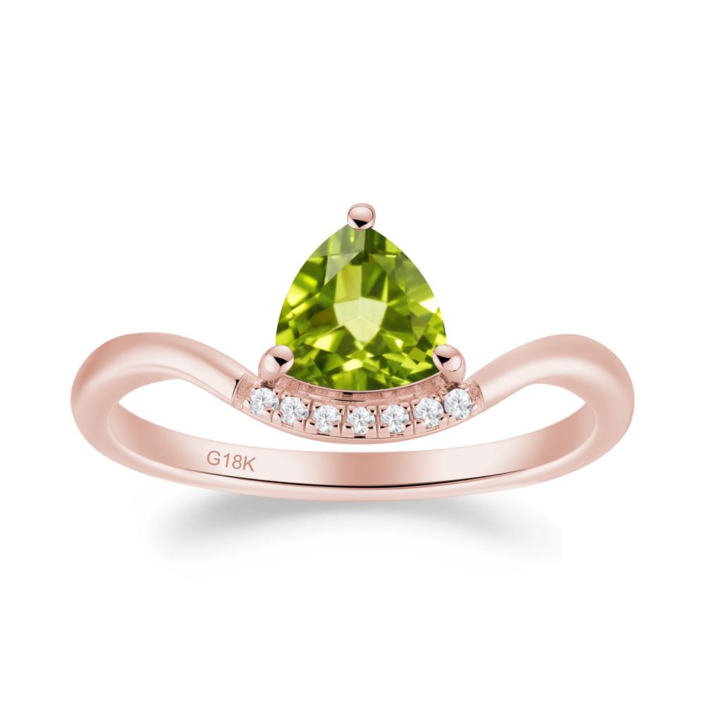 Unique Trilliant Cut Peridot Ring - LUO Jewelry #metal_18k rose gold