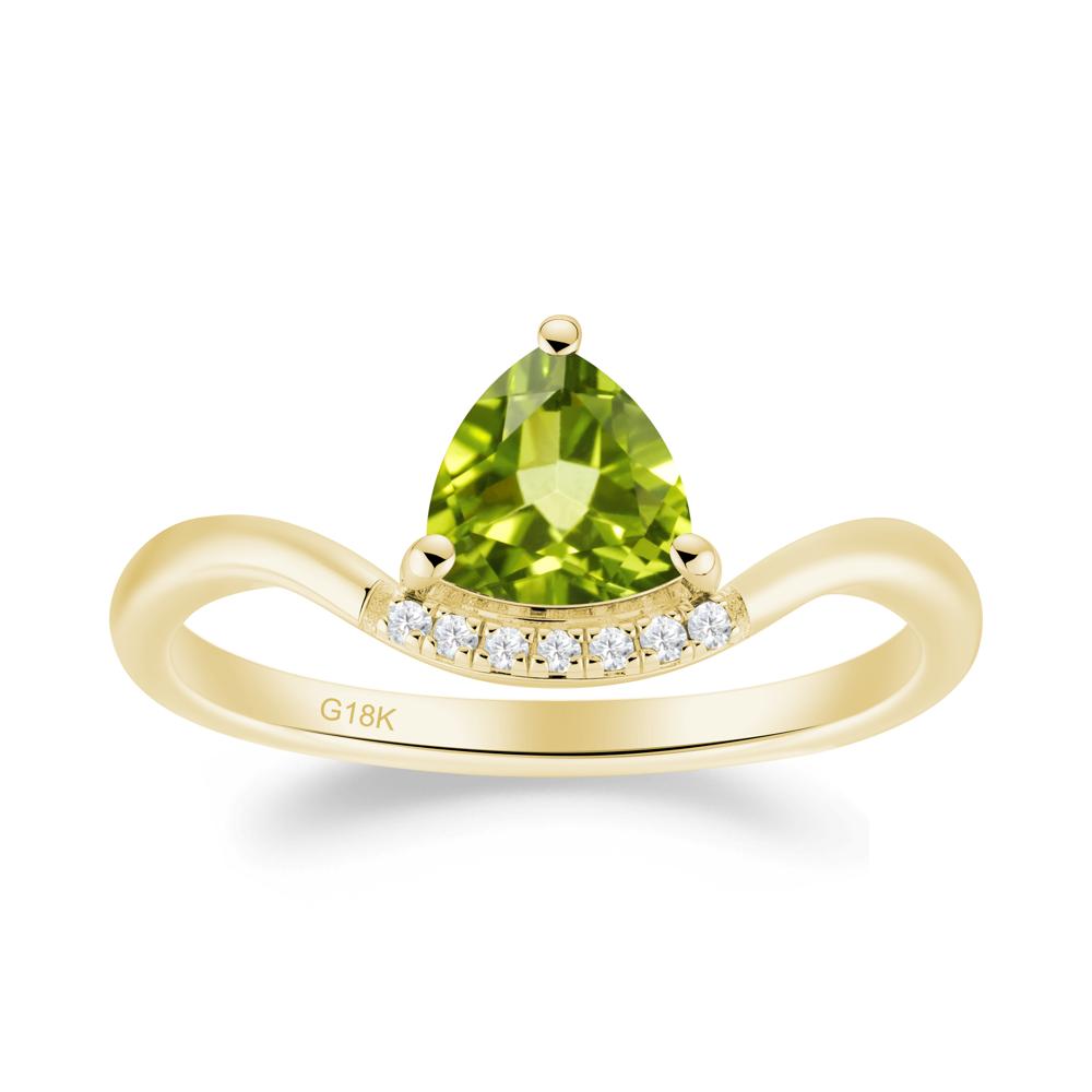 Unique Trilliant Cut Peridot Ring - LUO Jewelry #metal_18k yellow gold