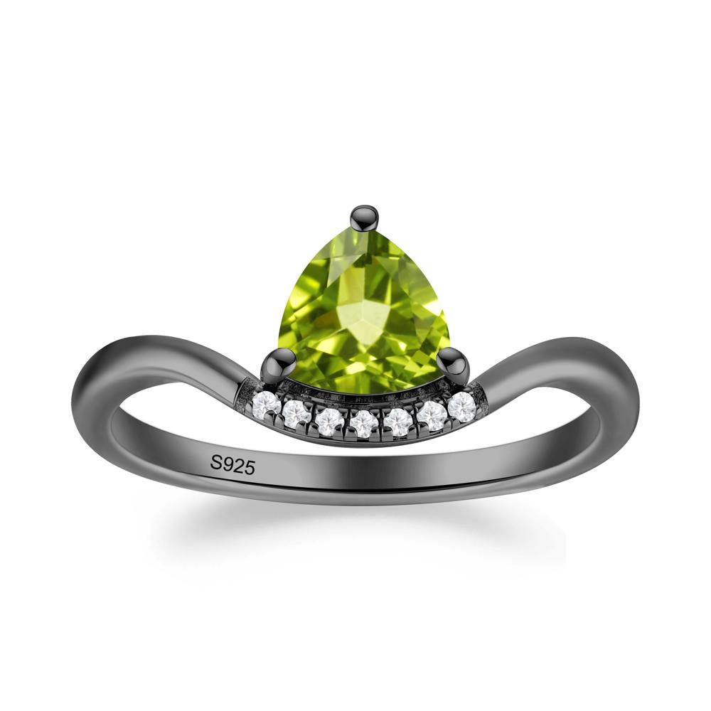 Unique Trilliant Cut Peridot Ring - LUO Jewelry #metal_black finish sterling silver