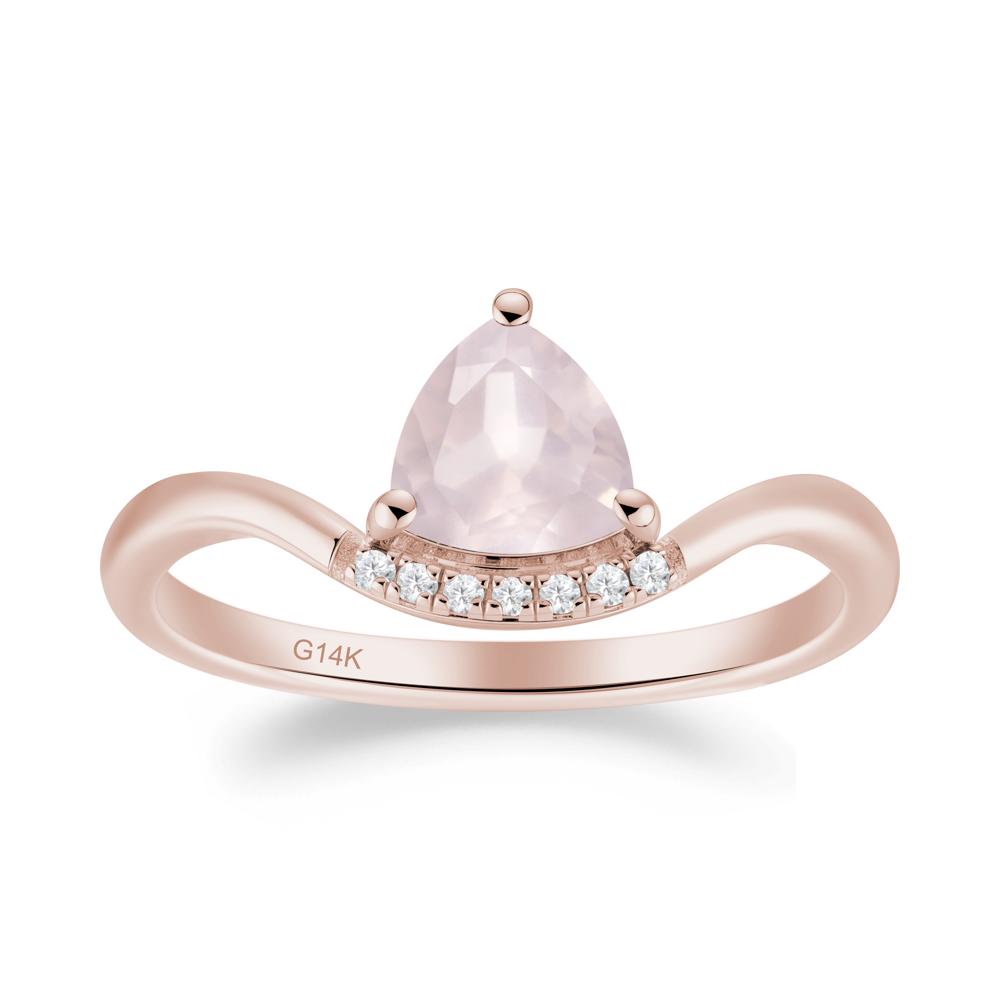 Unique Trilliant Cut Rose Quartz Ring - LUO Jewelry #metal_14k rose gold