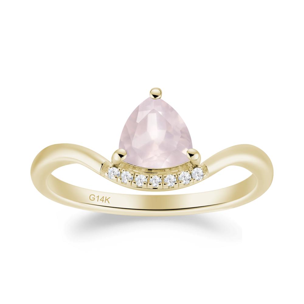 Unique Trilliant Cut Rose Quartz Ring - LUO Jewelry #metal_14k yellow gold