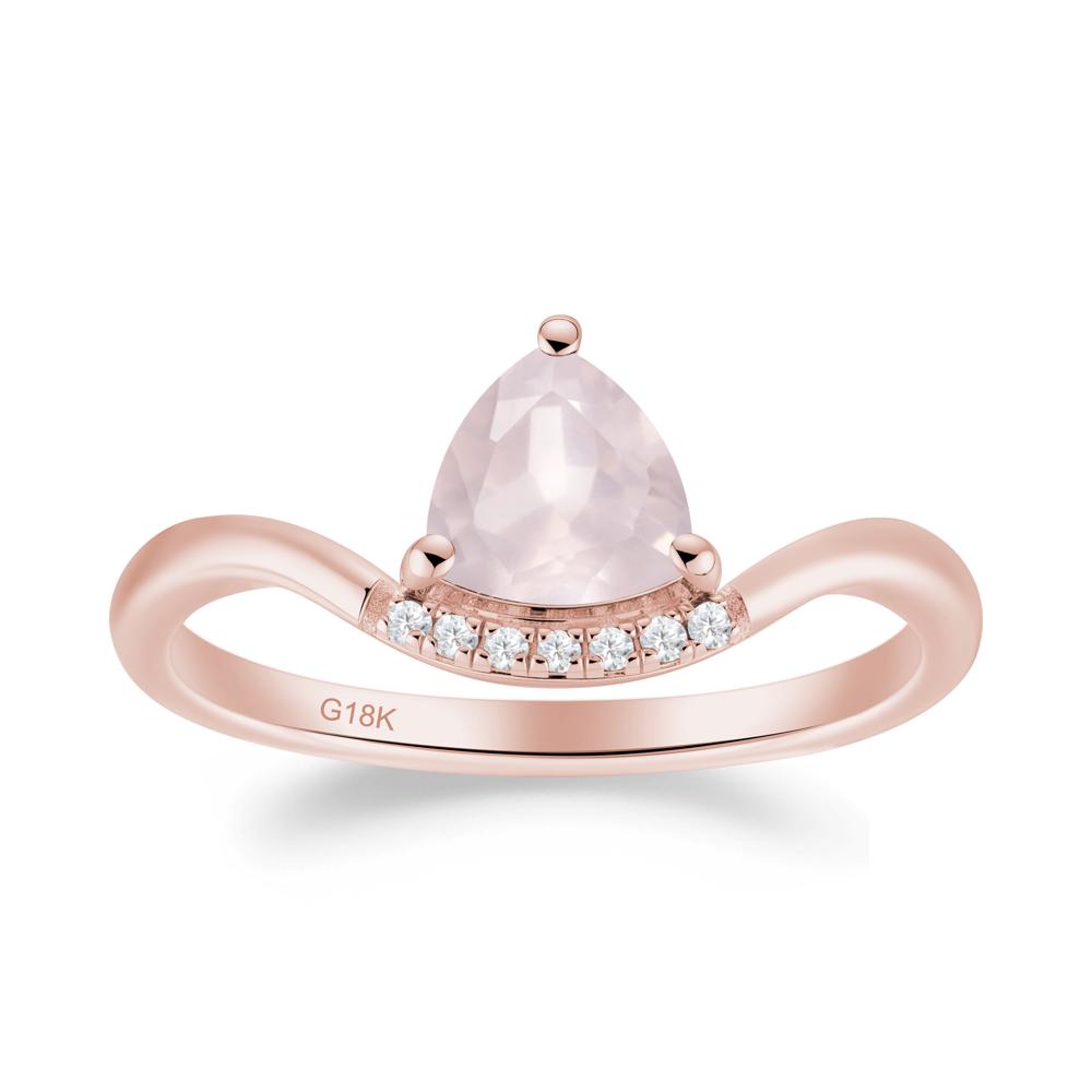 Unique Trilliant Cut Rose Quartz Ring - LUO Jewelry #metal_18k rose gold