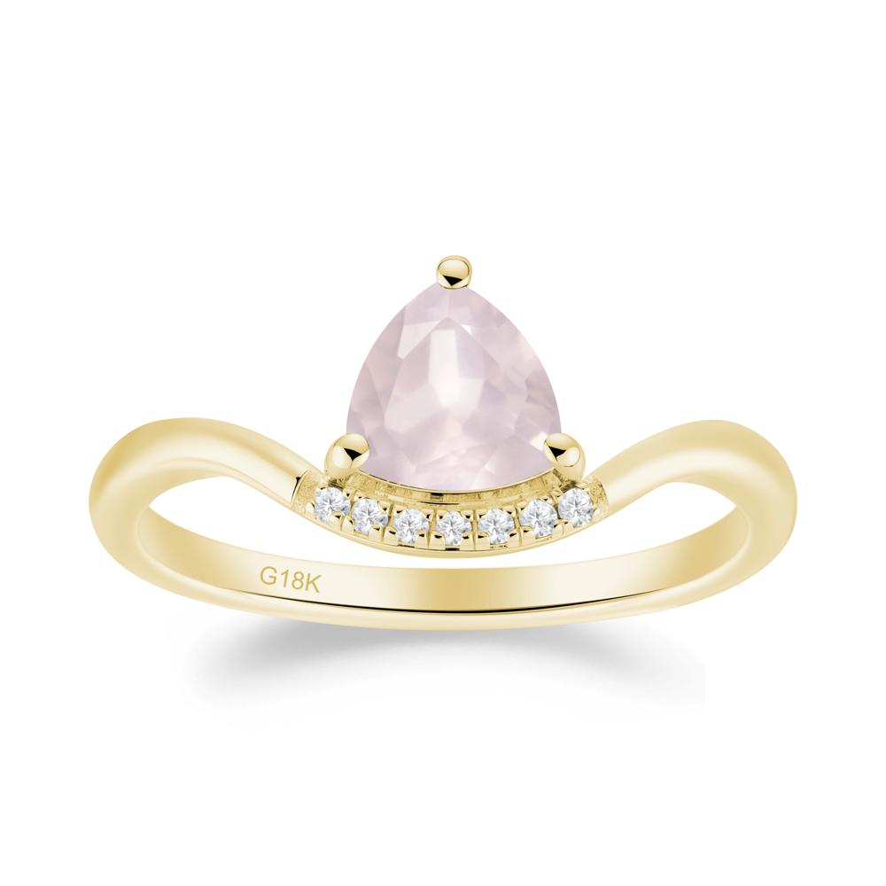 Unique Trilliant Cut Rose Quartz Ring - LUO Jewelry #metal_18k yellow gold