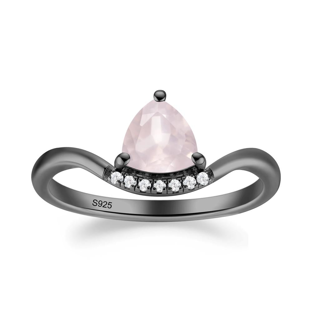 Unique Trilliant Cut Rose Quartz Ring - LUO Jewelry #metal_black finish sterling silver
