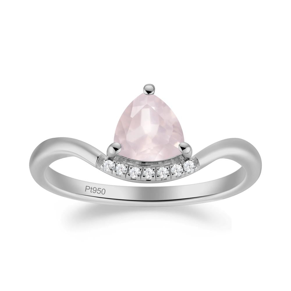 Unique Trilliant Cut Rose Quartz Ring - LUO Jewelry #metal_platinum