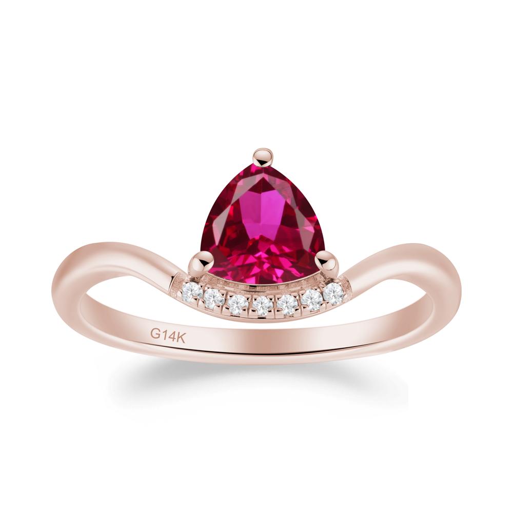 Unique Trilliant Cut Ruby Ring - LUO Jewelry #metal_14k rose gold