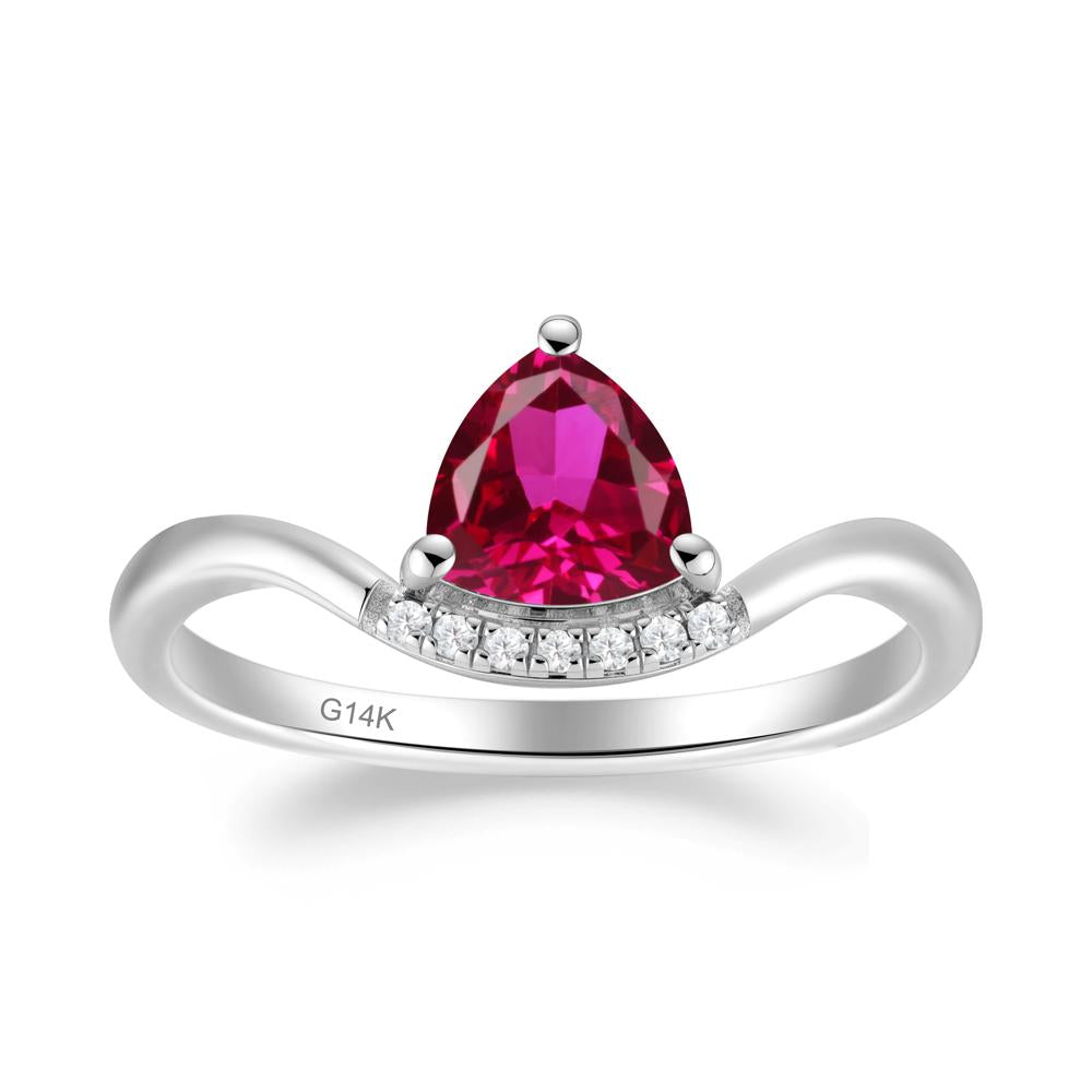 Unique Trilliant Cut Ruby Ring - LUO Jewelry #metal_14k white gold