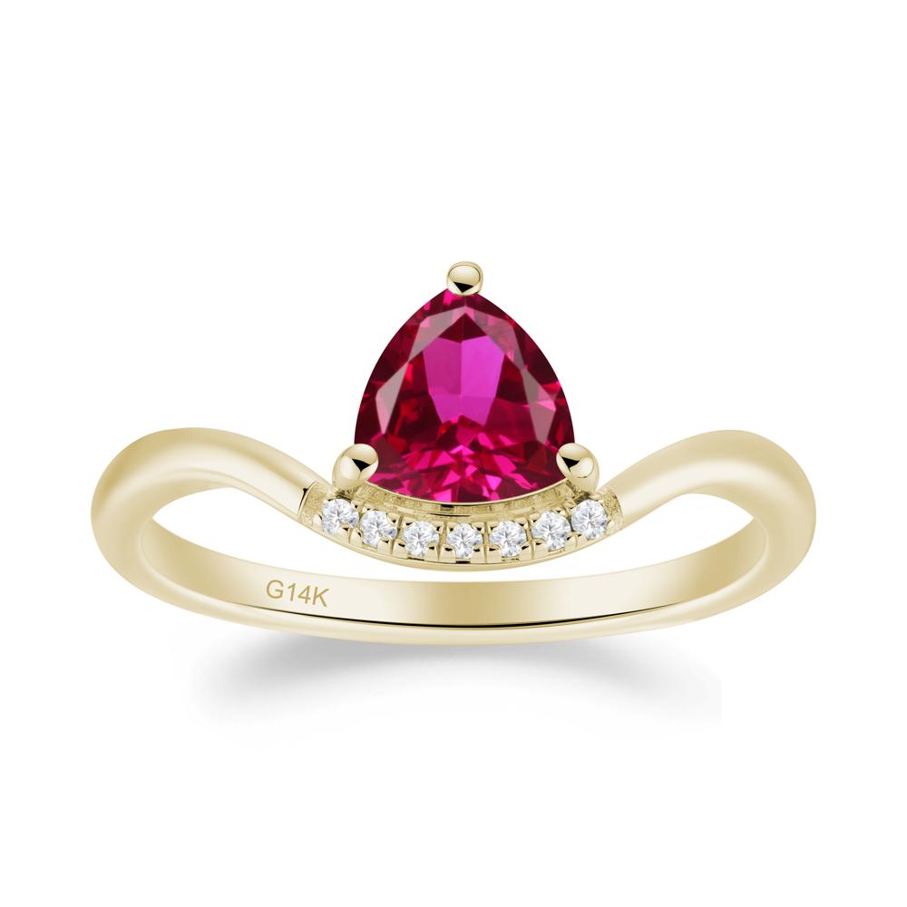 Unique Trilliant Cut Ruby Ring - LUO Jewelry #metal_14k yellow gold