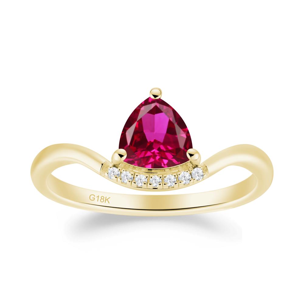 Unique Trilliant Cut Ruby Ring - LUO Jewelry #metal_18k yellow gold