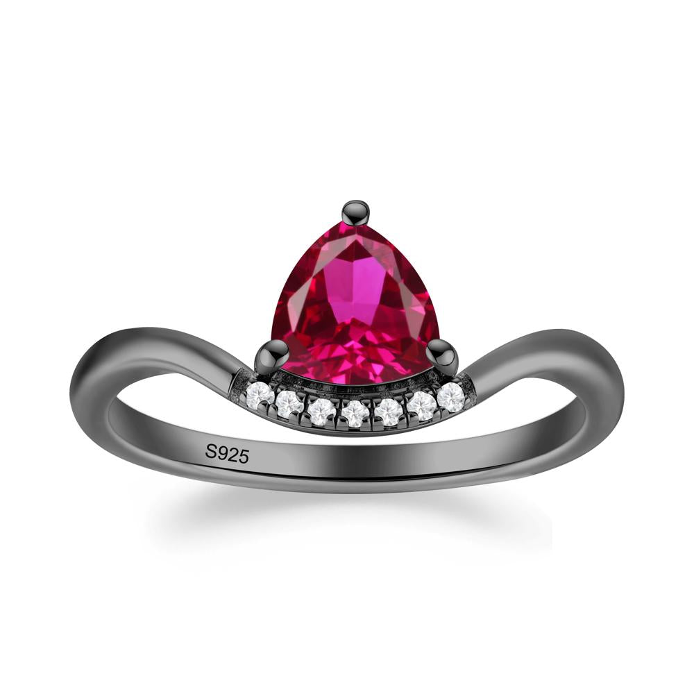Unique Trilliant Cut Ruby Ring - LUO Jewelry #metal_black finish sterling silver
