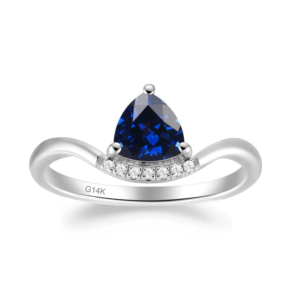 Unique Trilliant Cut Sapphire Ring - LUO Jewelry #metal_14k white gold