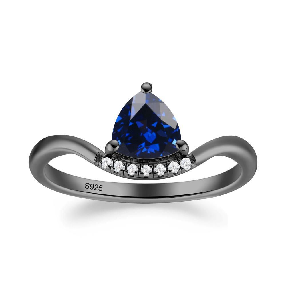 Unique Trilliant Cut Sapphire Ring - LUO Jewelry #metal_black finish sterling silver