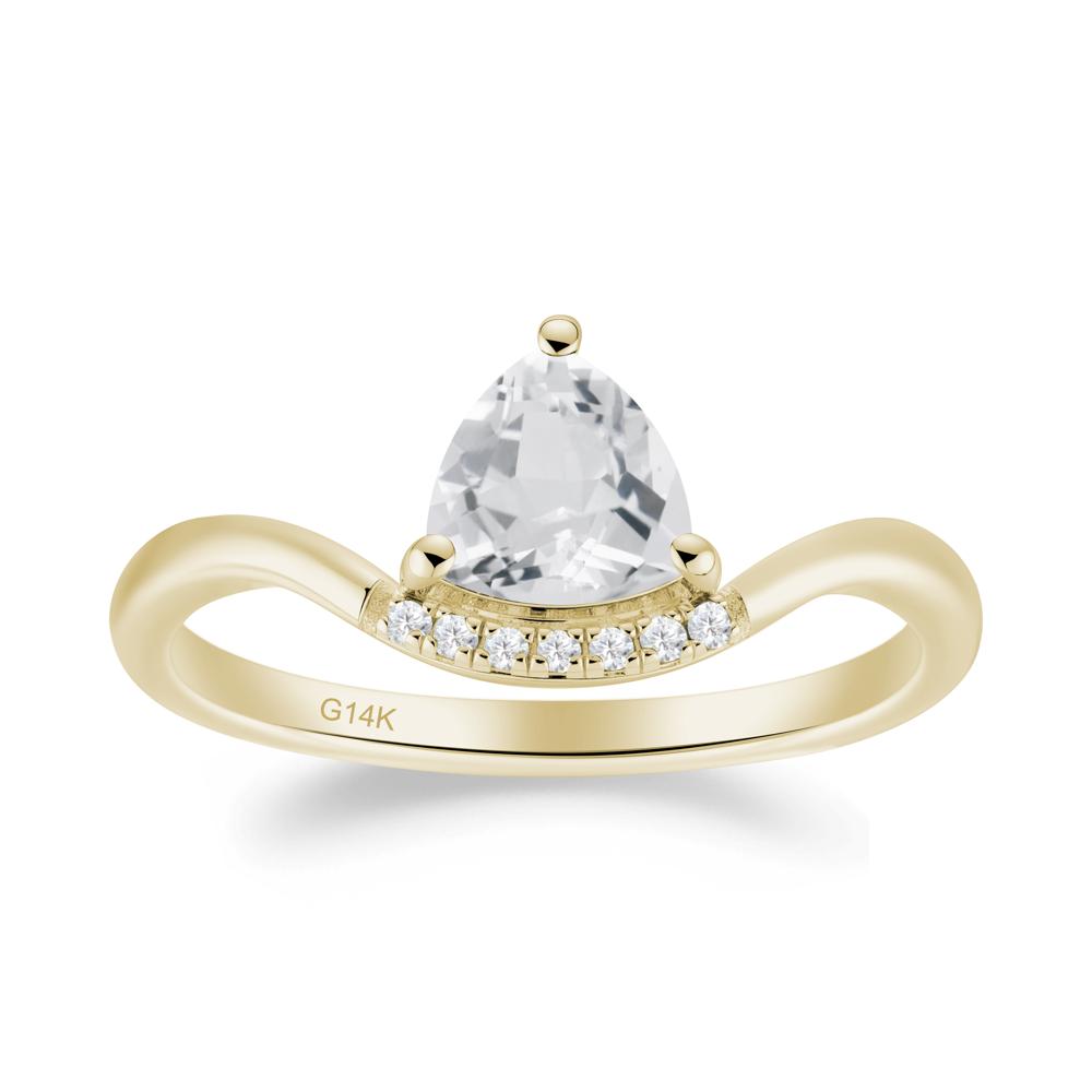 Unique Trilliant Cut White Topaz Ring - LUO Jewelry #metal_14k yellow gold