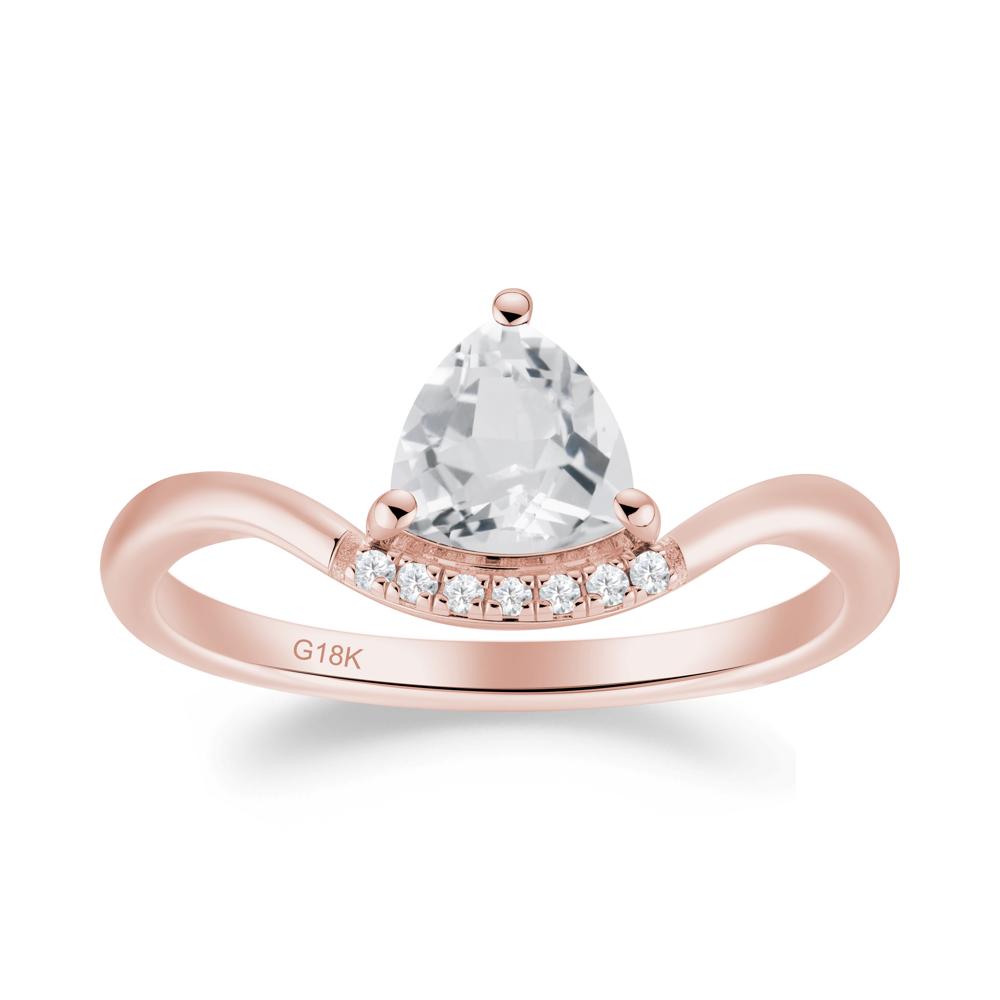 Unique Trilliant Cut White Topaz Ring - LUO Jewelry #metal_18k rose gold