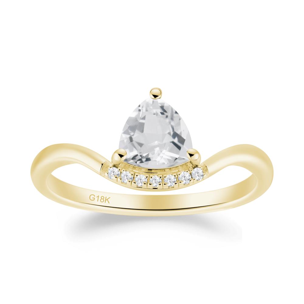 Unique Trilliant Cut White Topaz Ring - LUO Jewelry #metal_18k yellow gold