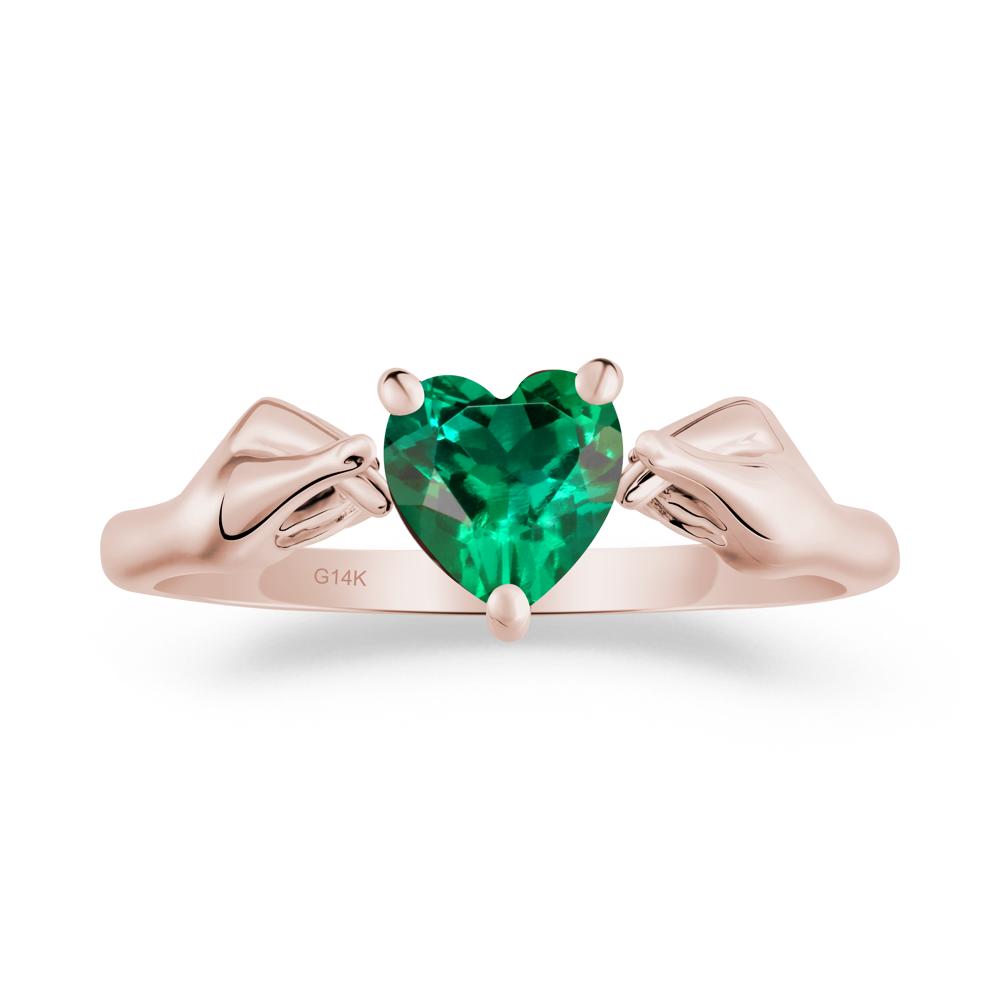 Finger Heart Emerald Solitaire Ring - LUO Jewelry #metal_14k rose gold