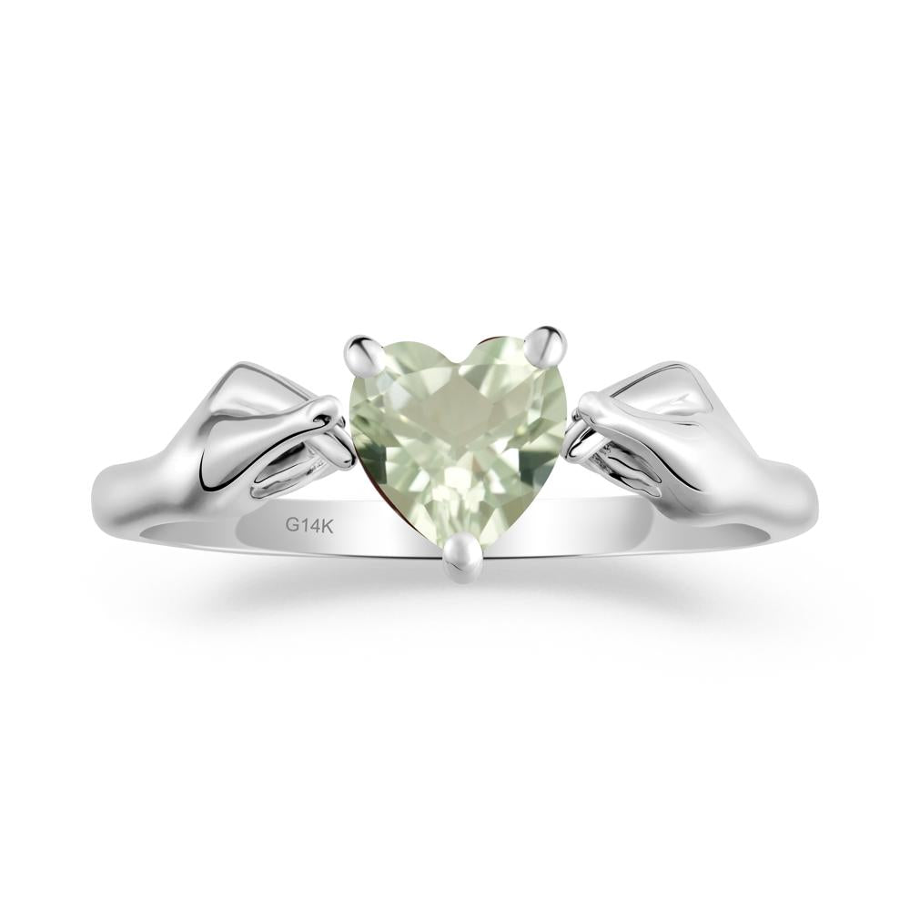 Finger Heart Green Amethyst Solitaire Ring - LUO Jewelry #metal_14k white gold