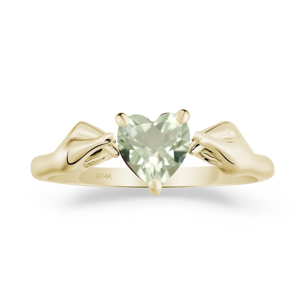 Finger Heart Green Amethyst Solitaire Ring - LUO Jewelry #metal_14k yellow gold