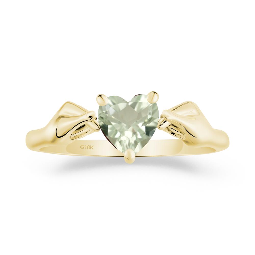 Finger Heart Green Amethyst Solitaire Ring - LUO Jewelry #metal_18k yellow gold