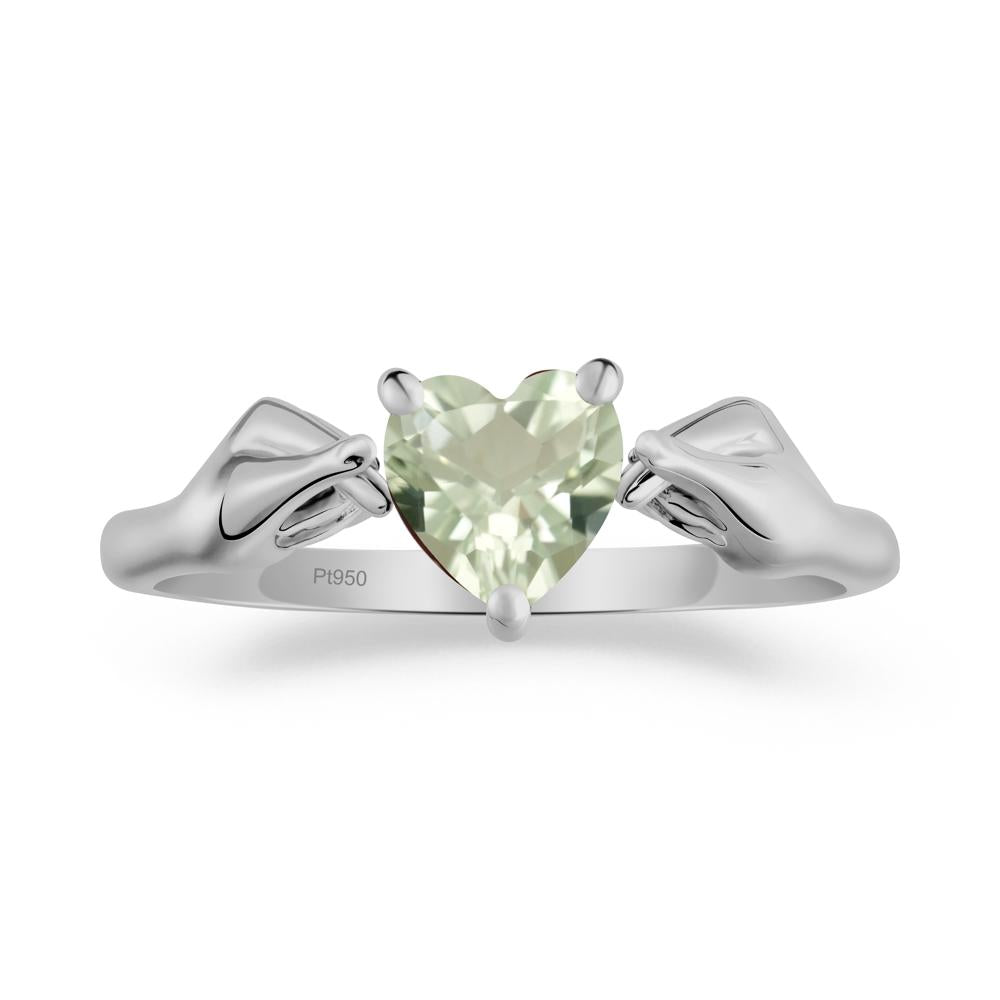 Finger Heart Green Amethyst Solitaire Ring - LUO Jewelry #metal_platinum