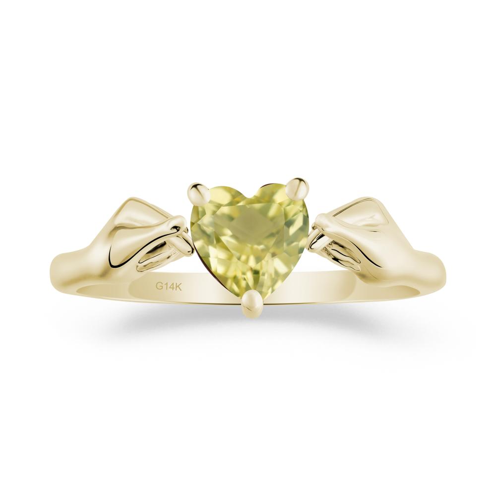 Finger Heart Lemon Quartz Solitaire Ring - LUO Jewelry #metal_14k yellow gold