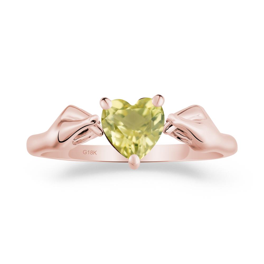 Finger Heart Lemon Quartz Solitaire Ring - LUO Jewelry #metal_18k rose gold