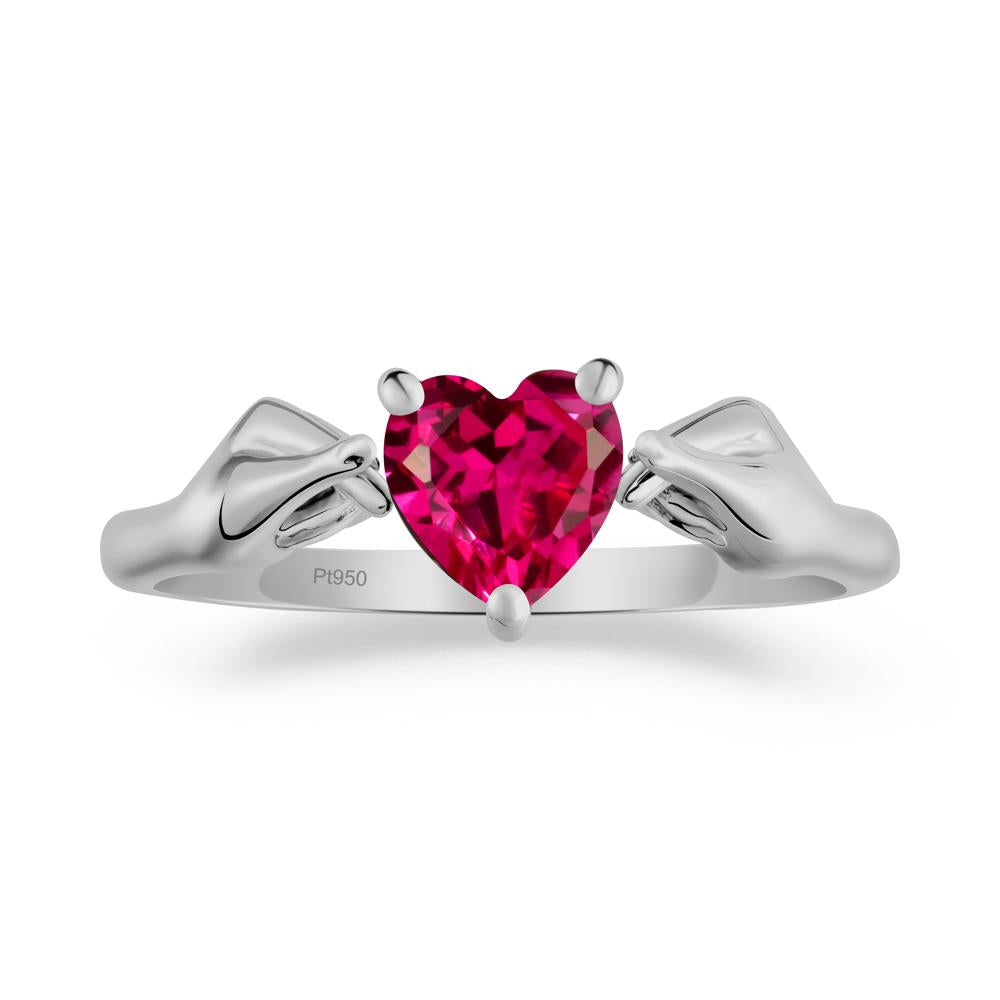 Finger Heart Ruby Solitaire Ring - LUO Jewelry #metal_platinum