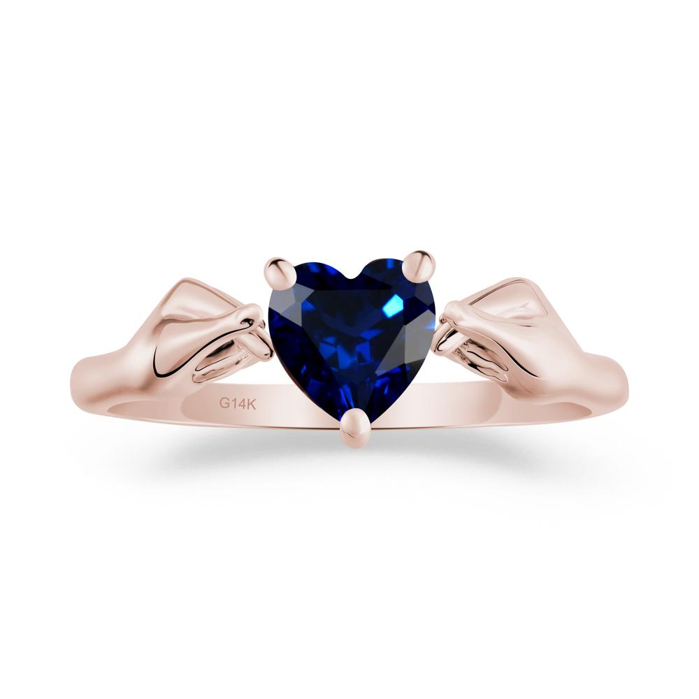 Finger Heart Sapphire Solitaire Ring - LUO Jewelry #metal_14k rose gold