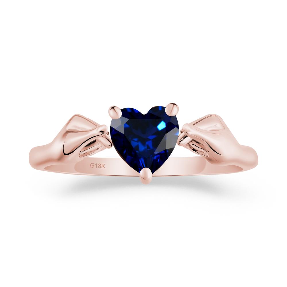 Finger Heart Sapphire Solitaire Ring - LUO Jewelry #metal_18k rose gold