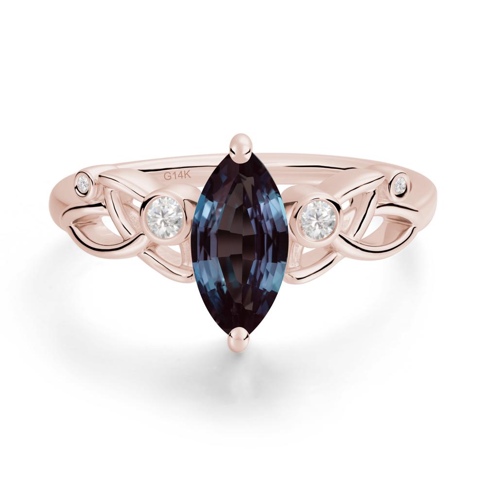 Marquise Cut Alexandrite Celtic Ring - LUO Jewelry #metal_14k rose gold