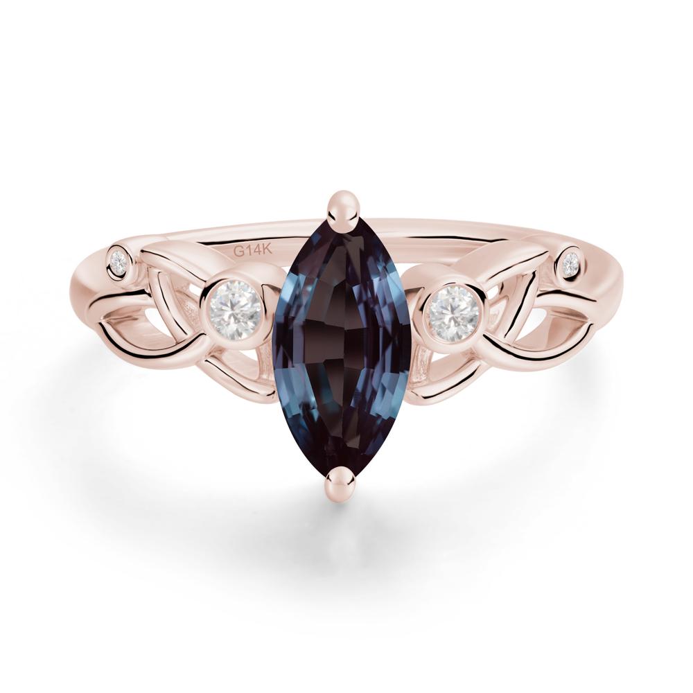 Marquise Cut Alexandrite Celtic Ring - LUO Jewelry #metal_14k rose gold