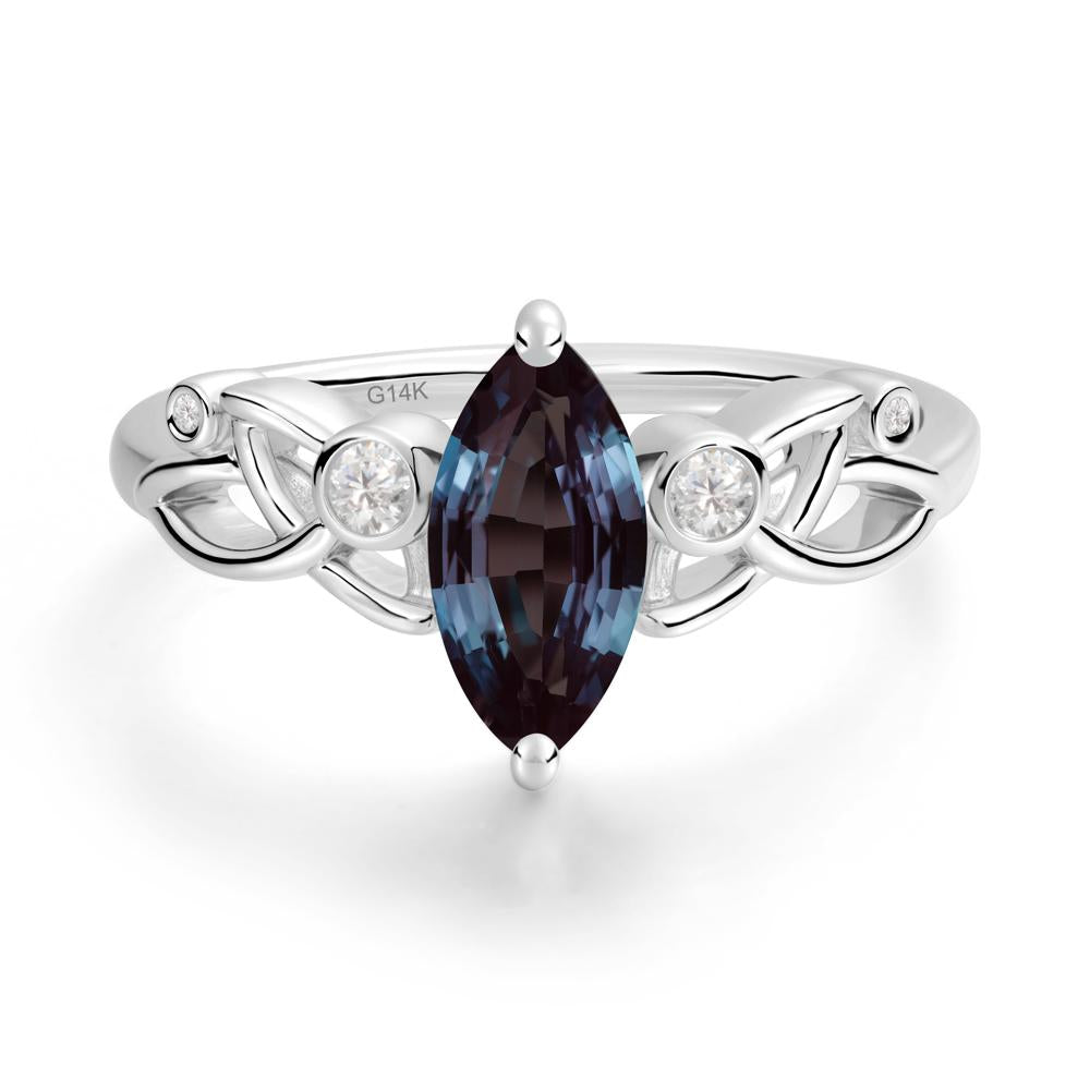 Marquise Cut Alexandrite Celtic Ring - LUO Jewelry #metal_14k white gold