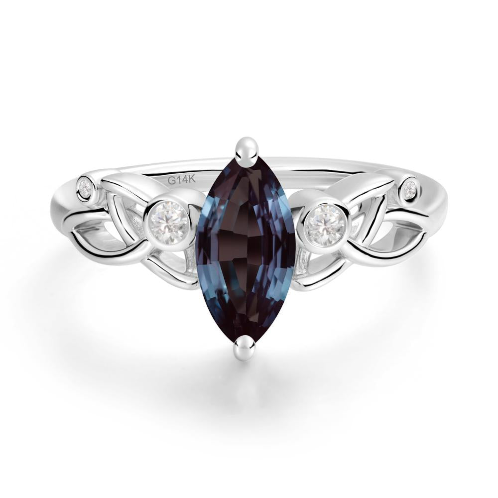 Marquise Cut Alexandrite Celtic Ring - LUO Jewelry #metal_14k white gold