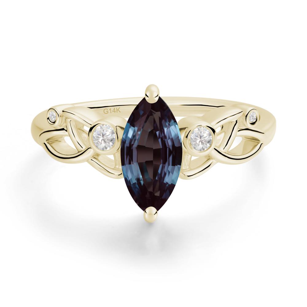 Marquise Cut Alexandrite Celtic Ring - LUO Jewelry #metal_14k yellow gold