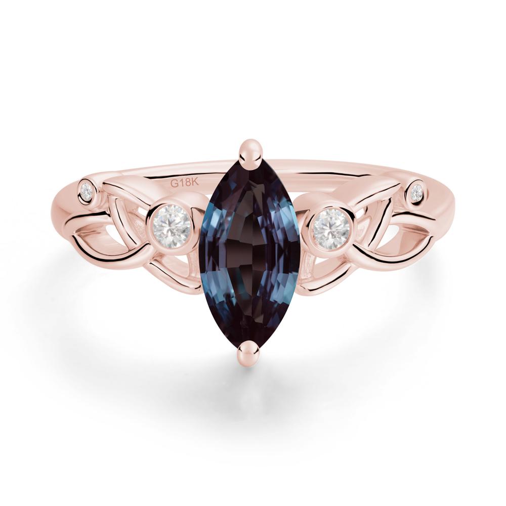 Marquise Cut Alexandrite Celtic Ring - LUO Jewelry #metal_18k rose gold