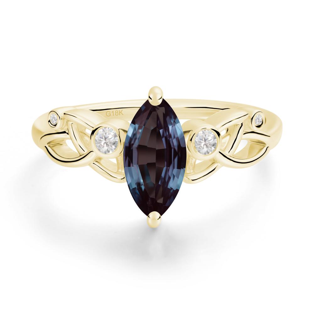 Marquise Cut Alexandrite Celtic Ring - LUO Jewelry #metal_18k yellow gold