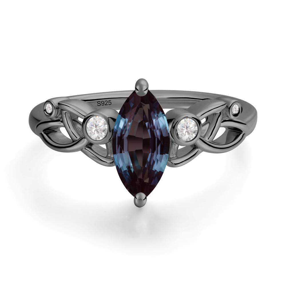 Marquise Cut Alexandrite Celtic Ring - LUO Jewelry #metal_black finish sterling silver