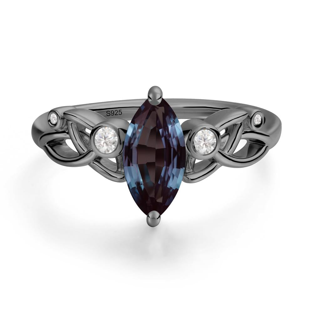 Marquise Cut Alexandrite Celtic Ring - LUO Jewelry #metal_black finish sterling silver