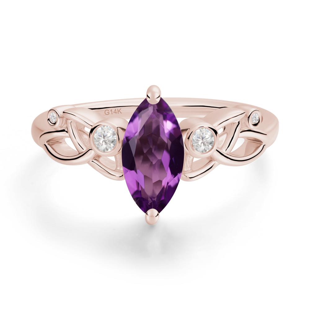 Marquise Cut Amethyst Celtic Ring - LUO Jewelry #metal_14k rose gold