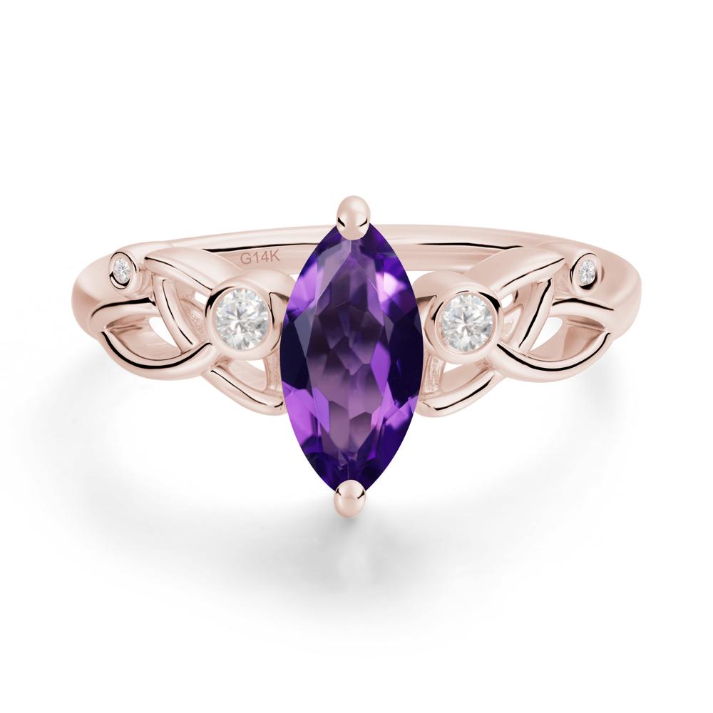 Marquise Cut Amethyst Celtic Ring - LUO Jewelry #metal_14k rose gold