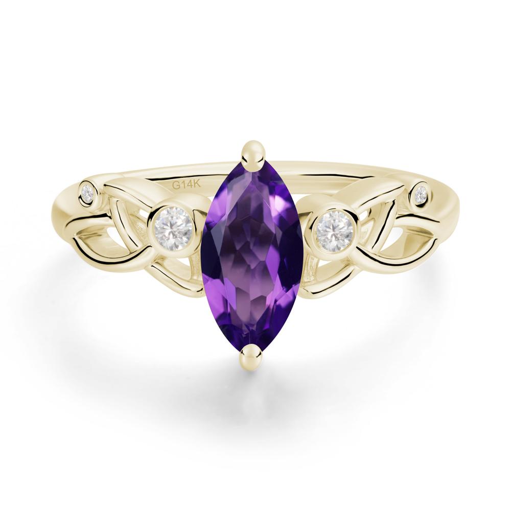Marquise Cut Amethyst Celtic Ring - LUO Jewelry #metal_14k yellow gold