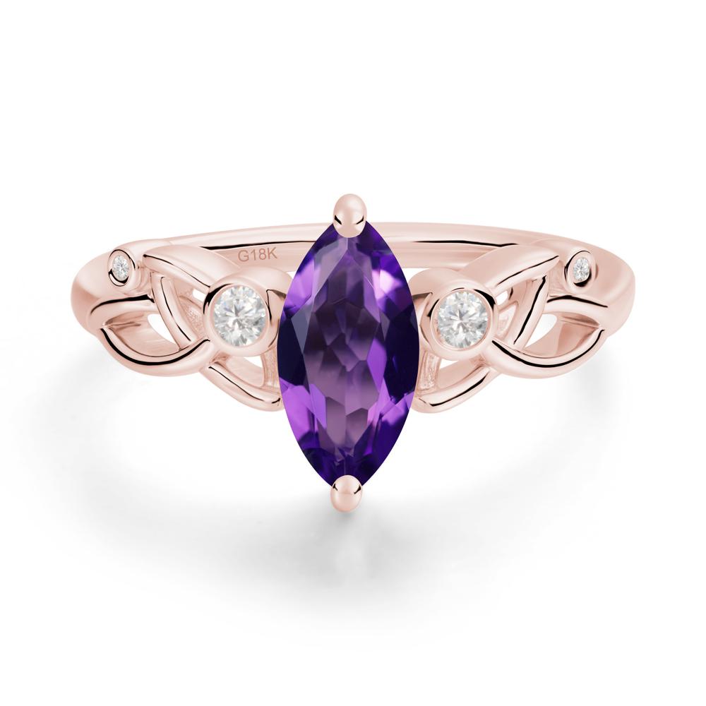 Marquise Cut Amethyst Celtic Ring - LUO Jewelry #metal_18k rose gold