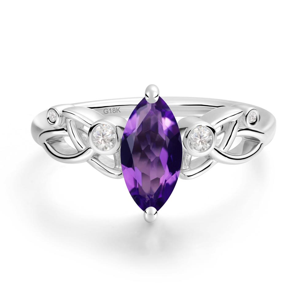 Marquise Cut Amethyst Celtic Ring - LUO Jewelry #metal_18k white gold