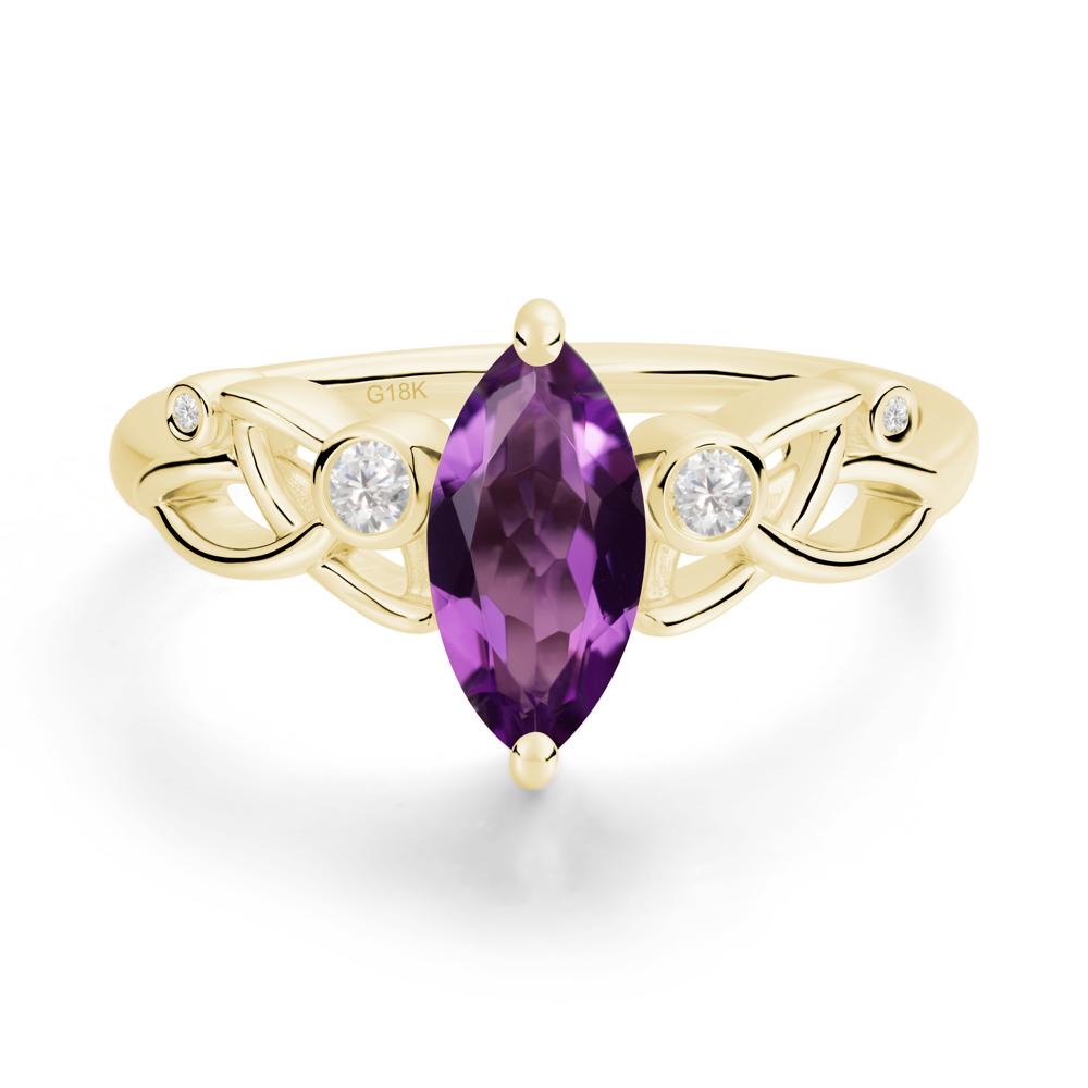 Marquise Cut Amethyst Celtic Ring - LUO Jewelry #metal_18k yellow gold